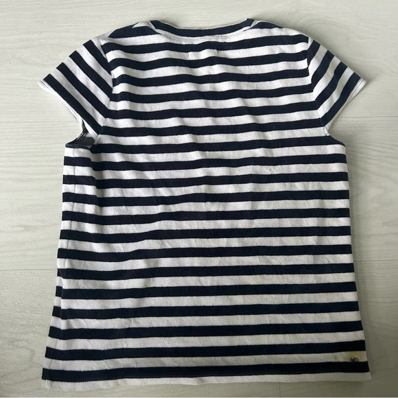 ‼️Madewell Velour Blue and White Striped Nautical Classic T-Shirt Size Small - Picture 2 of 5